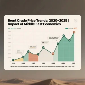 Impact of Oil Prices on Middle East Economies: Brent Crude Price Fluctuations and Key Economic Events from 2020 to 2025.