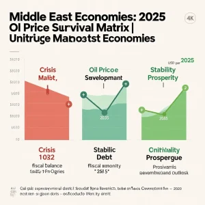 Impact of Oil Prices on Middle East Economies: Survival Matrix illustrating economic outcomes under crisis, stability, and prosperity scenarios in 2025.
