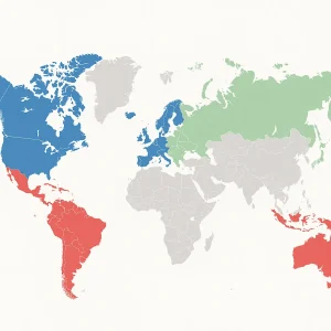 Map of countries eligible for UAE visa-free entry 2025 including Europe, Asia, Americas, and Oceania
