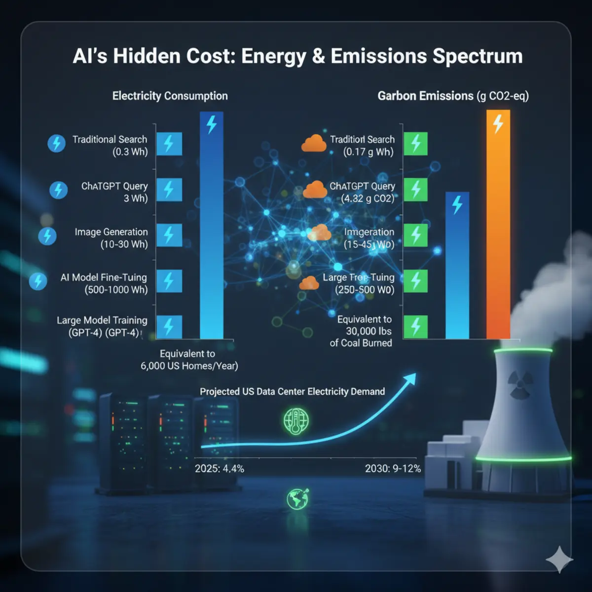 the energy consumption and carbon emissions across different AI activities.Ai energy consumption